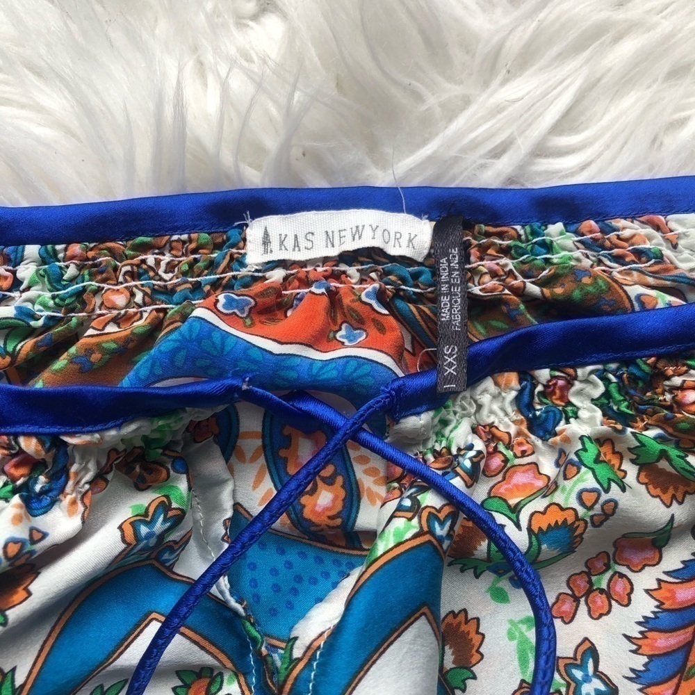 ANTHROPOLOGIE Kas New York silk Top Size XXS Ivory Floral 3/4 sleeve blouse - Picture 6 of 8